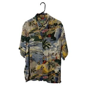 Reyn Spooner Shirt Mens XL Camp Aloha Hawaiian Vintage Trans PAC Pacific Air